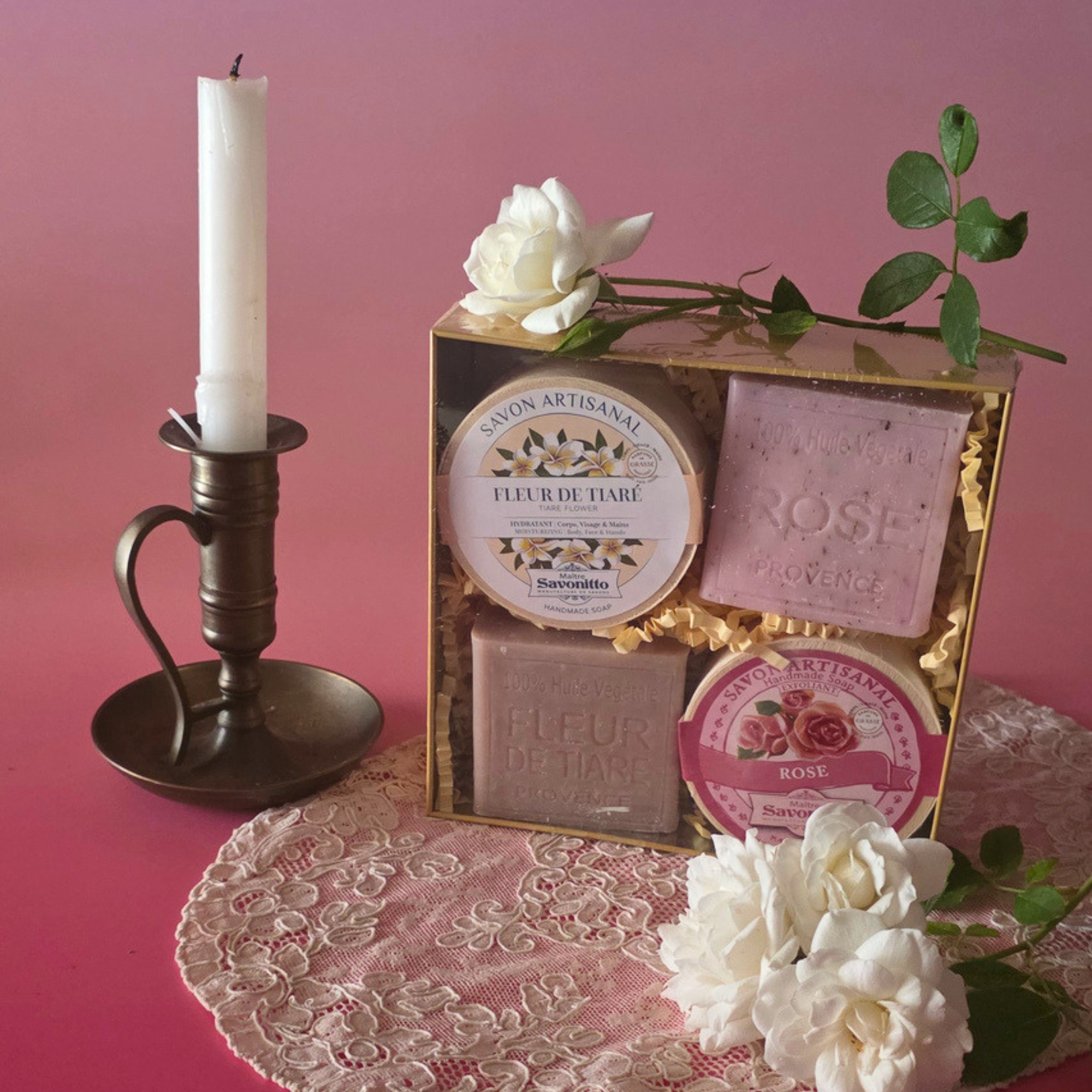 L’Écrin des Jardin de Roseraies – Coffret Rose et Fleur de Tiaré